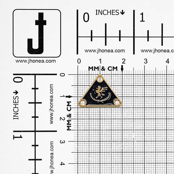 Geometric Triangle Metal Clothing Accessory with Black Enamel Accent