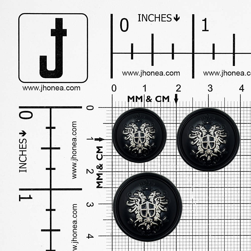 Matte Black Designer Round Shape Engraved Shank Metal Button