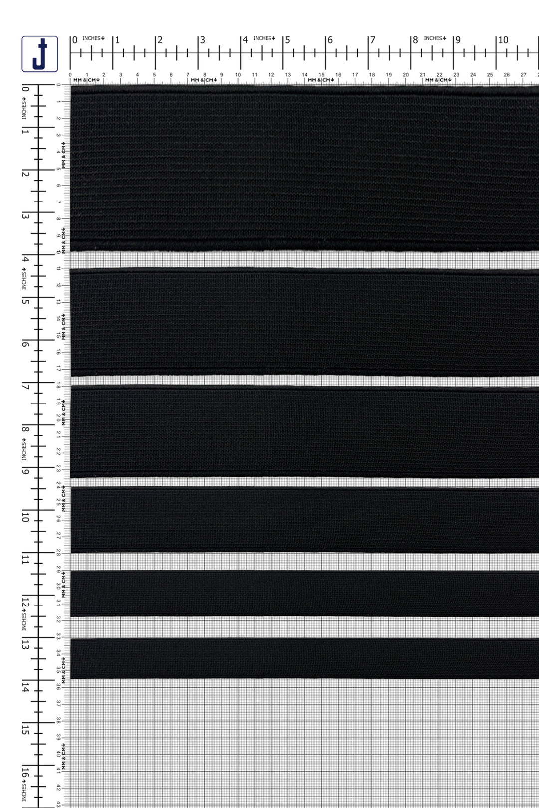 Plain Black & White Tailors' Stiff Woven Elastic for Casings