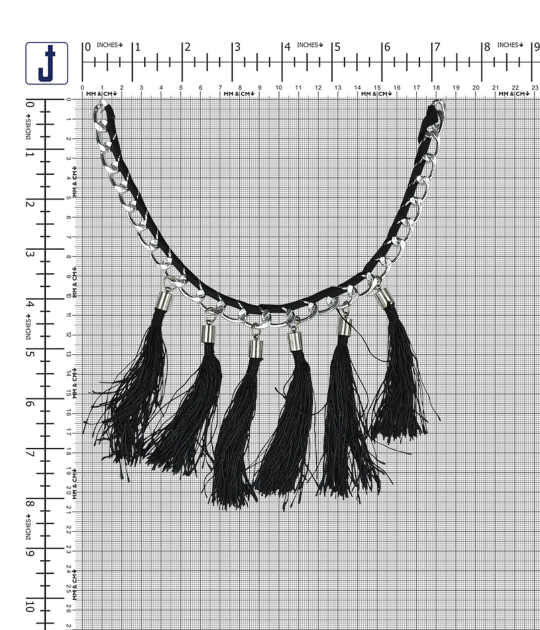 Boho Chic Black Tassel Necklace with Silver Chain