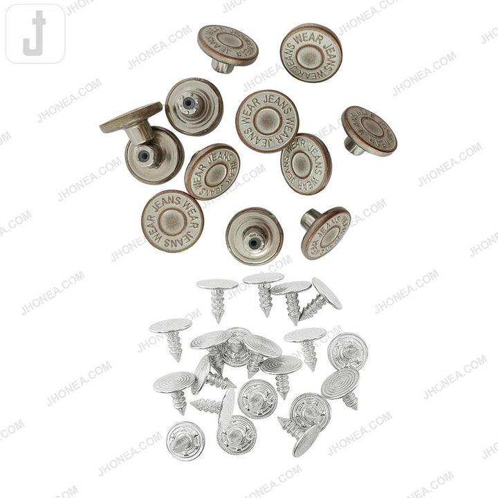 Antique Finish Metal Jeans Button for Denim Garments