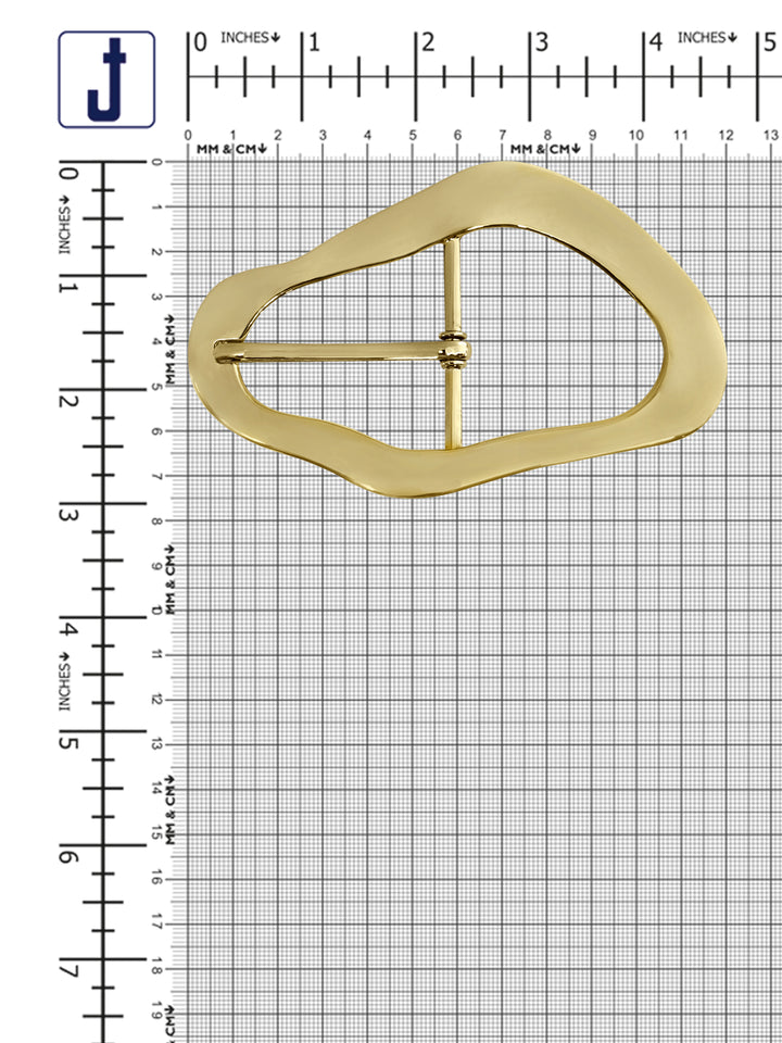 Classic Big Size Organic Shape Shiny Gold Prong Belt Buckle