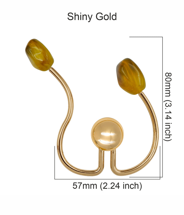 W-Shaped Curved Buckle with Amber-Colored Ends for Fashion Clothing