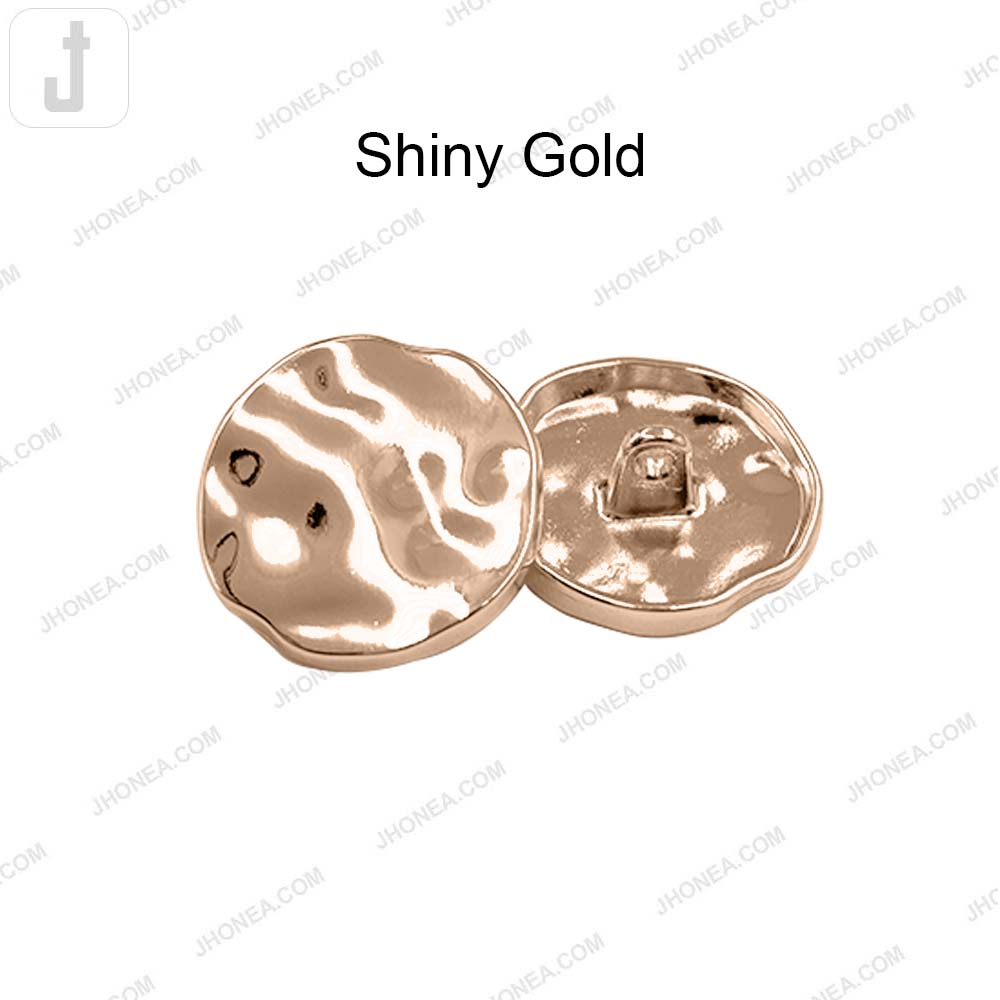 Elegant Round Shape Uneven Surface Shiny Metal Loop Buttons