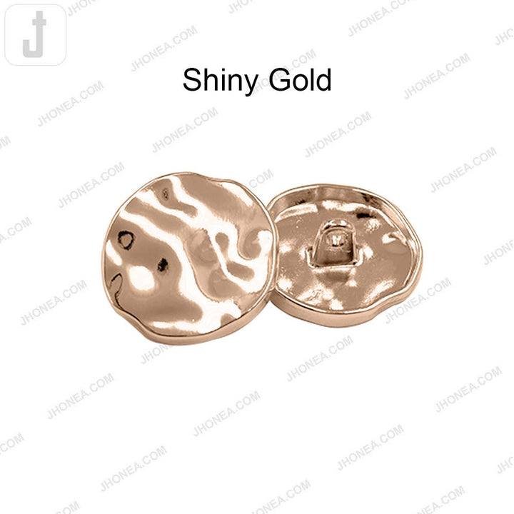 Elegant Round Shape Uneven Surface Shiny Metal Loop Buttons