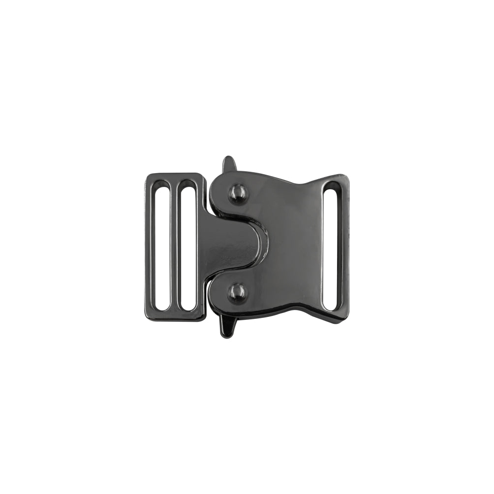 Classic Shiny Black Nickel (Gunmetal) Luxury Design Rollercoaster Side Release Clasp Buckle