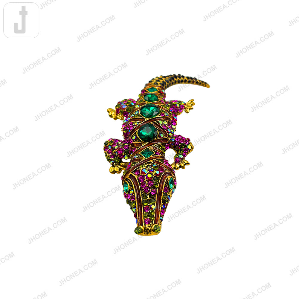 Exquisite Multicolor Crocodile Brooch Pin Bold Statement Jewelry for Clothing