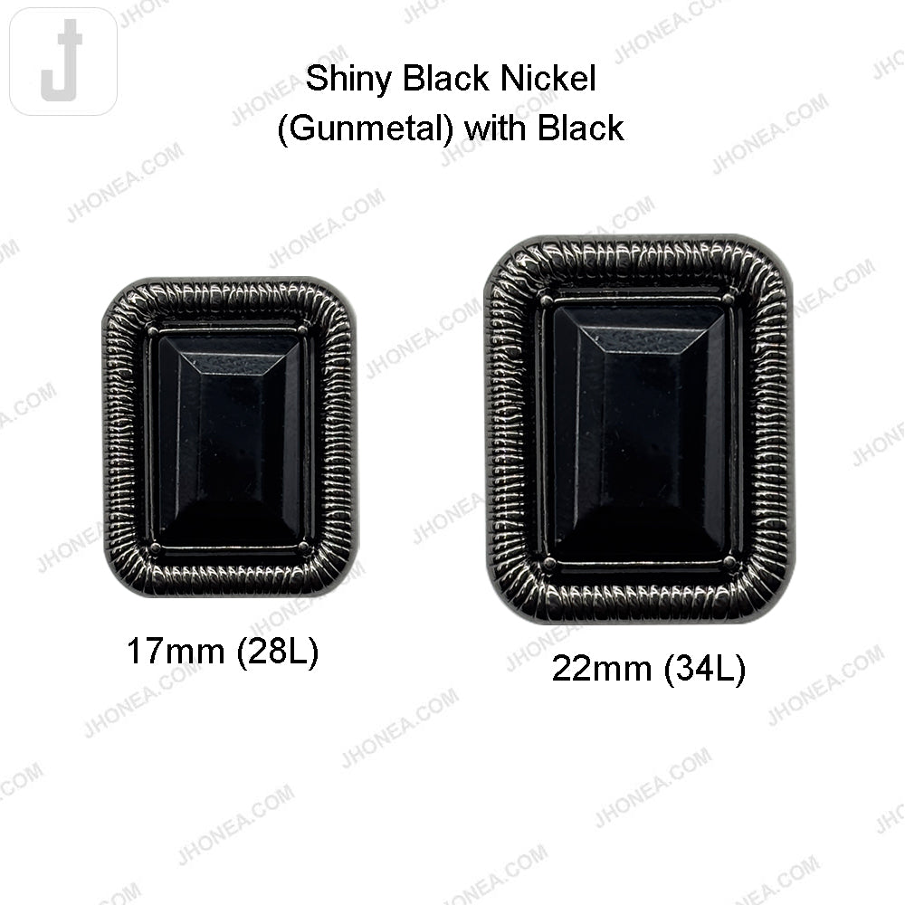 Designer Rectangle Shape Diamond Accent Loop Metal Buttons
