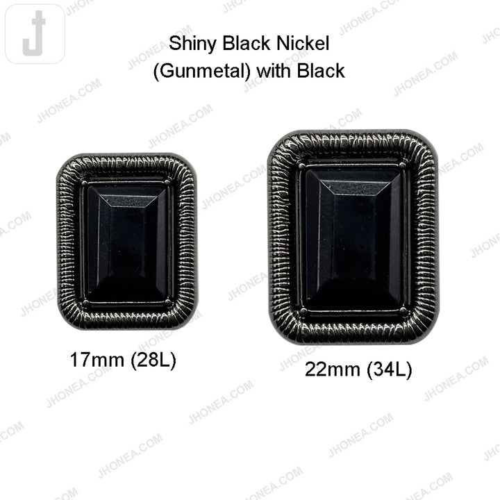 Designer Rectangle Shape Diamond Accent Loop Metal Buttons