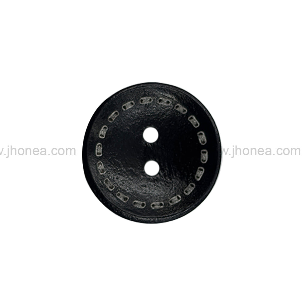 Round Shape 2-Hole Classic Black Hollow Wooden Buttons
