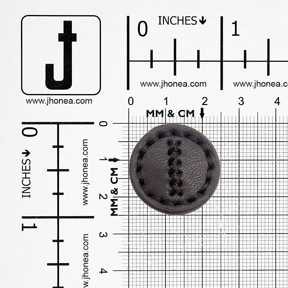 Dark Brown Elegant Stitched PU Leather Down Loop Button