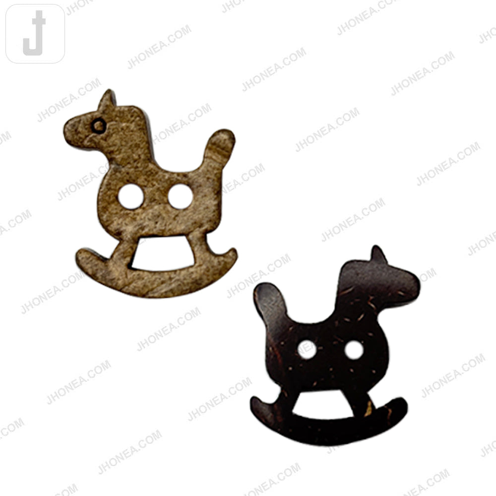 Cute Rocking Horse Shape 2 Hole Coco Button for Kidswear