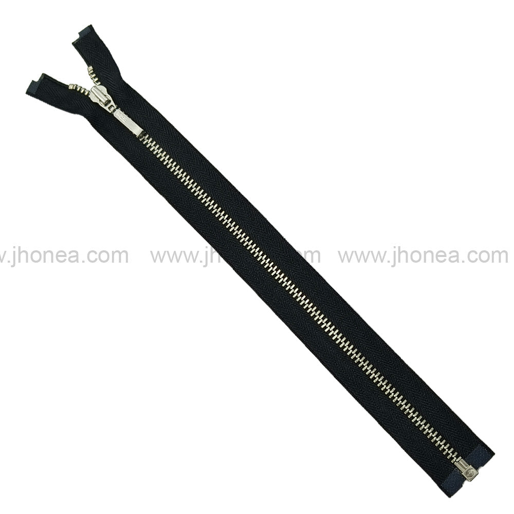 YKK- #3Number Silver with Black Teeth YKK Premium Quality Open-End Metal Zipper for Dresses