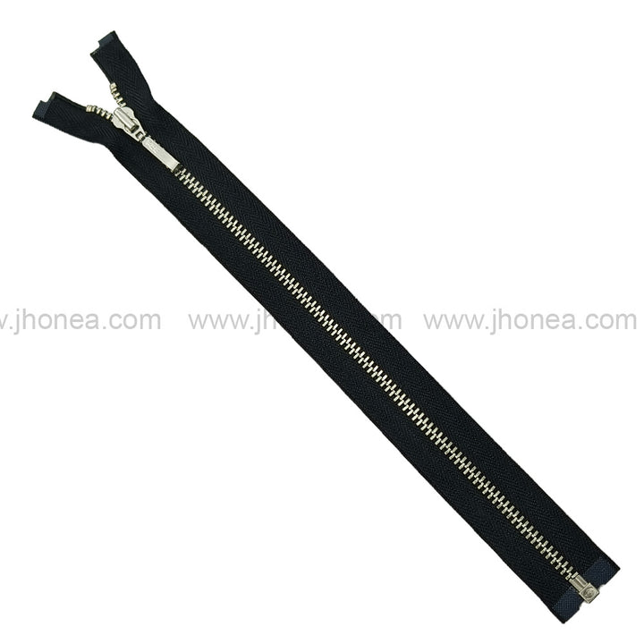 YKK- #3Number Silver with Black Teeth YKK Premium Quality Open-End Metal Zipper for Dresses