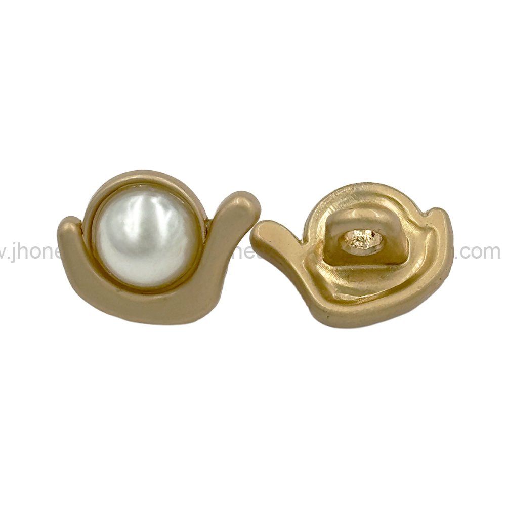 Matte Gold Decorative Pearl Button with Downhole Loop