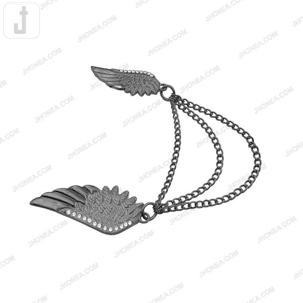 Elegant Triple Chain Hanging Wing Brooch