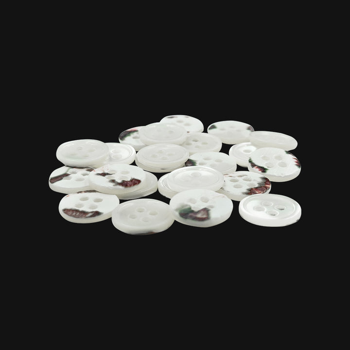 Pearlescent White 11mm Round Rim Shirt/Kurta Natural Buttons