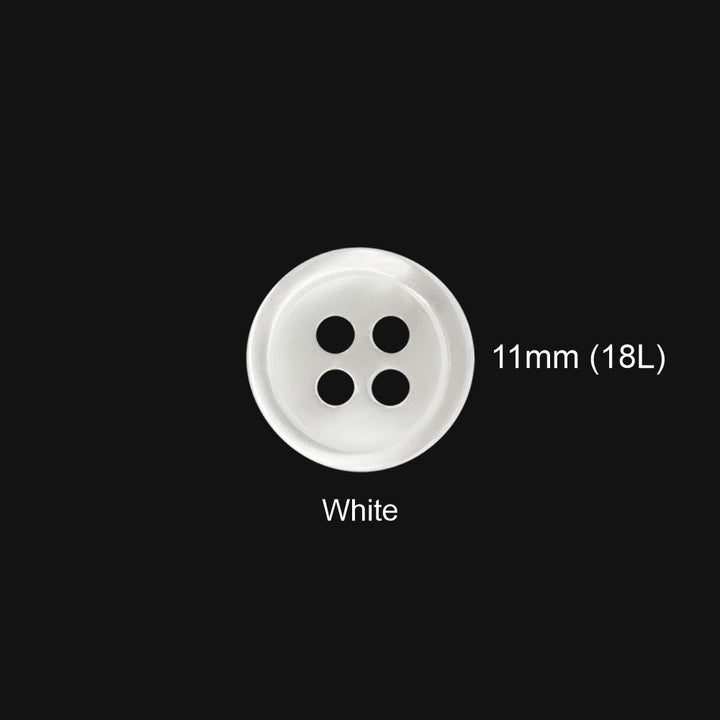 Pearlescent White 11mm Round Rim Shirt/Kurta Natural Buttons