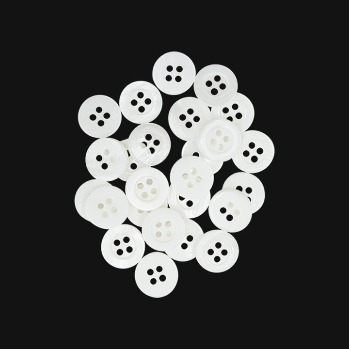 Round Shape Glossy White 11mm Shirt/Kurta Natural Buttons