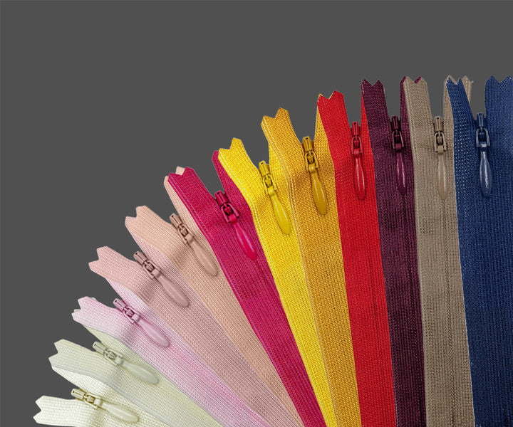 YKK #2 Invisible Closed-End Concealed Zipper 18 Inch Assorted Colors Pack of 60 Pieces