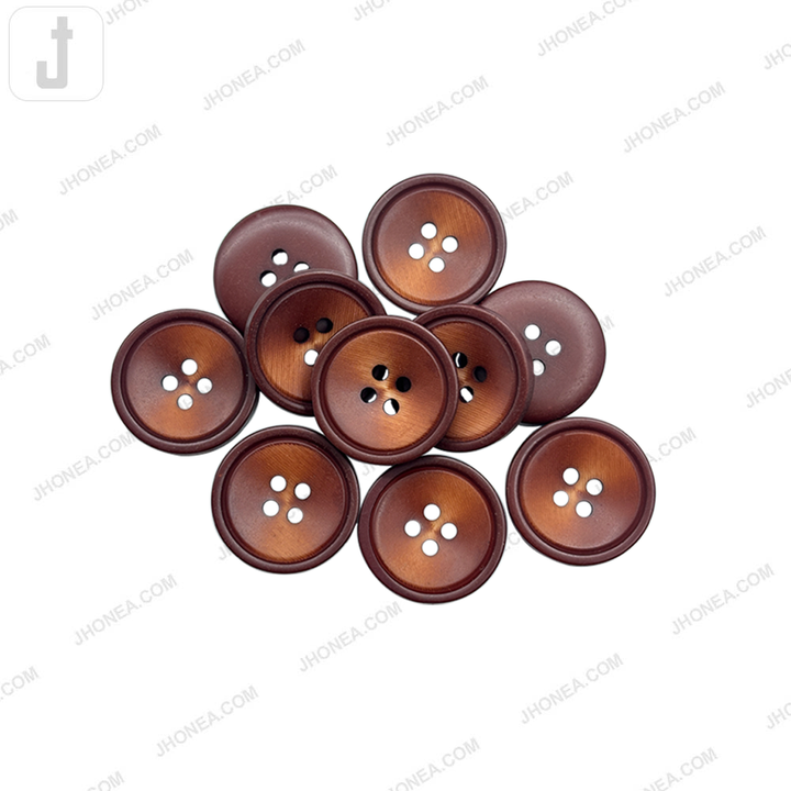 Classic Reddish Brown 4-Hole Polyester Rim Design Buttons
