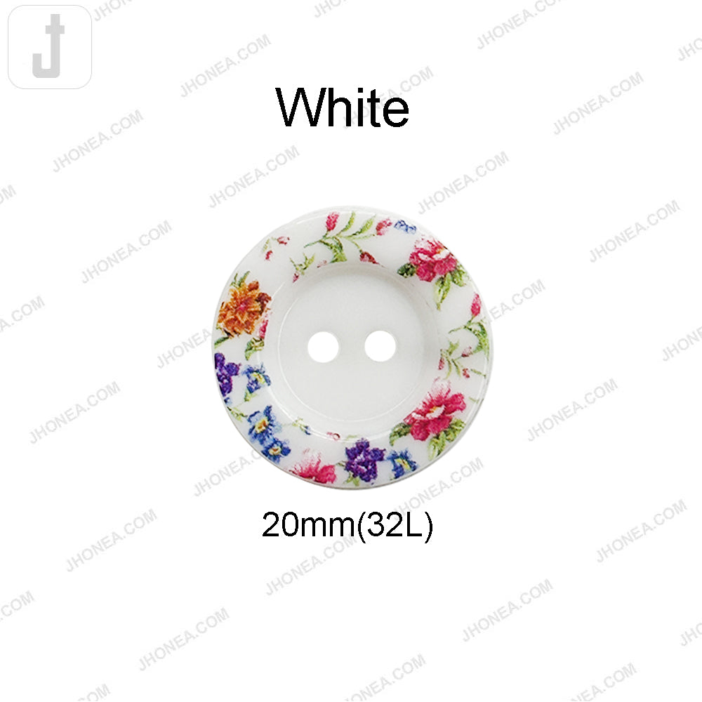 Elegant Floral 20mm 2-Hole Buttons for Dresses