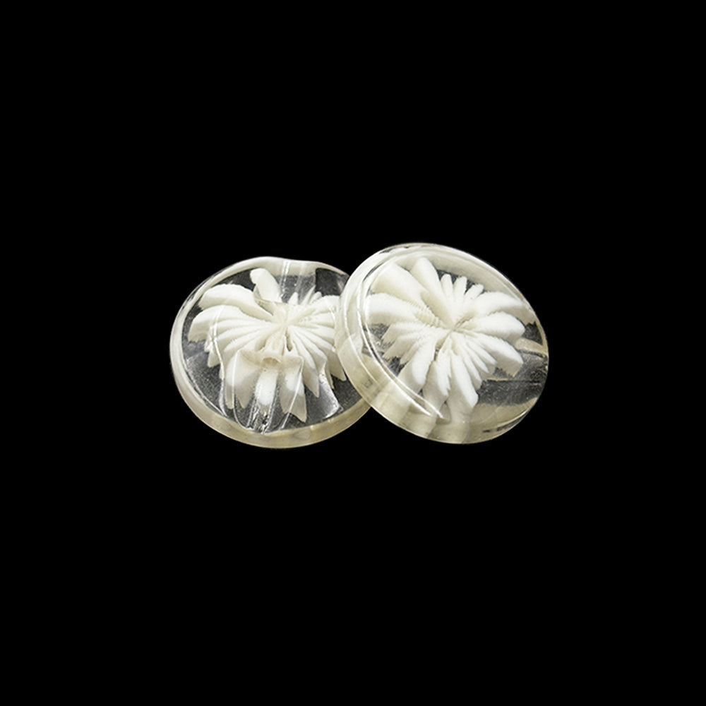 Elegant Transparent Round Flower Polyester Back Side Hole Button