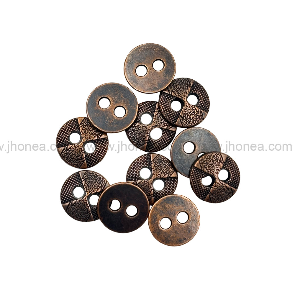 Textured Surface Round Shape Antique Copper Metal Buttons for Shirt