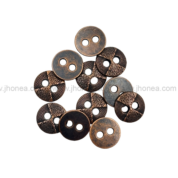 Textured Surface Round Shape Antique Copper Metal Buttons for Shirt