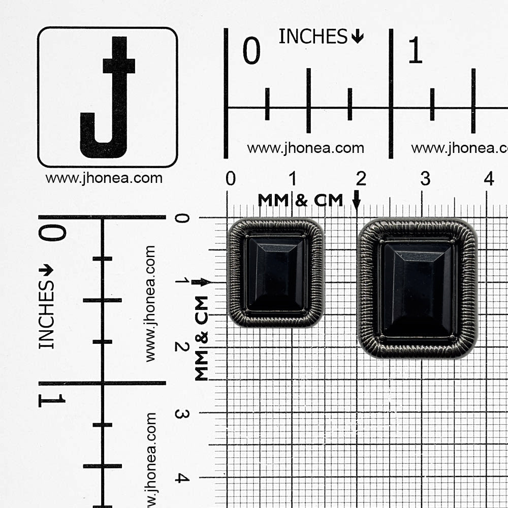 Designer Rectangle Shape Diamond Accent Loop Metal Buttons