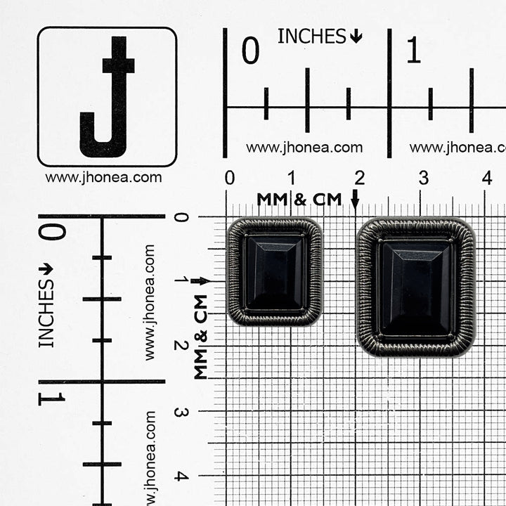 Designer Rectangle Shape Diamond Accent Loop Metal Buttons