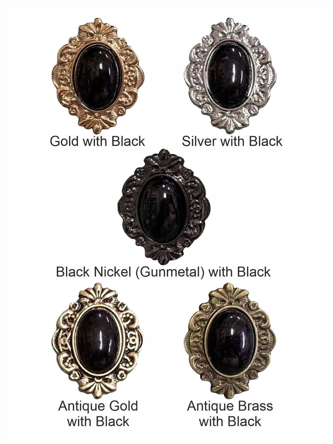 Vintage Engraved Frame with Black Beaded Brooch Pin