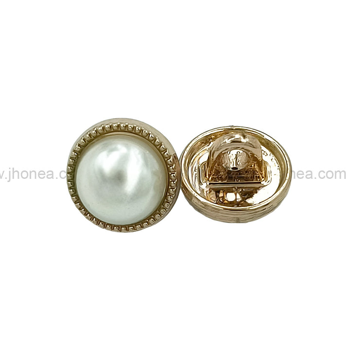 Premium Shiny Gold & Silver Round Shape Pearl Button