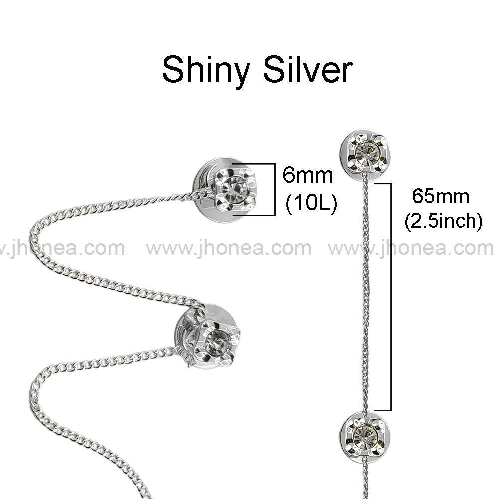Sparkling Silver Square Shape Diamond Chain Hanging Button