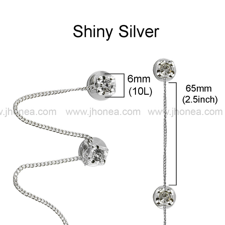 Sparkling Silver Square Shape Diamond Chain Hanging Button