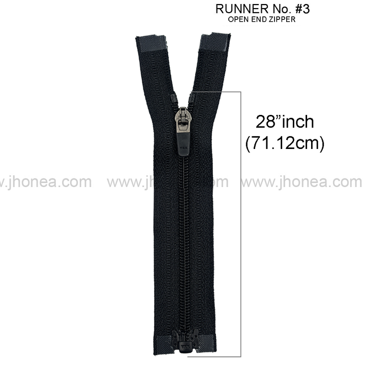 YKK- #3 Black Coil Open-End 28 Inch YKK Zipper