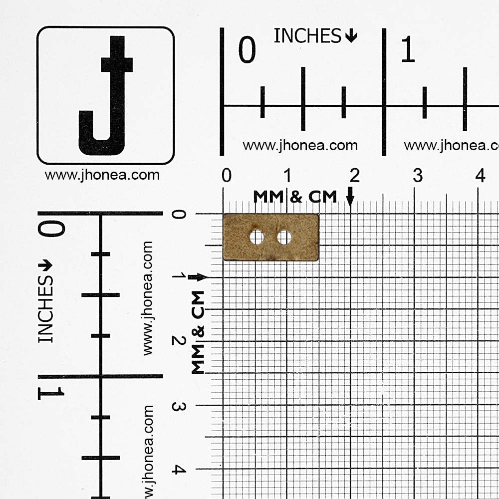 Rectangular 2-Hole Smooth Finish Natural Coco Shell Buttons