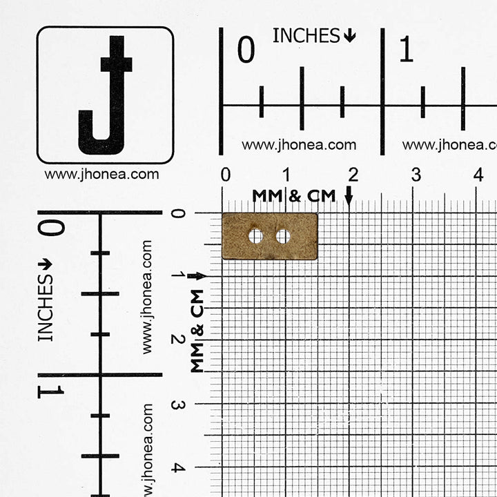 Rectangular 2-Hole Smooth Finish Natural Coco Shell Buttons