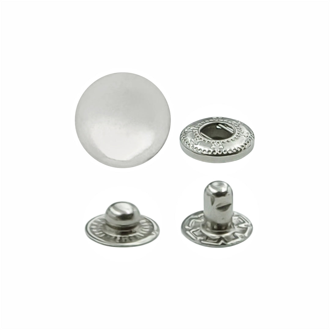 Round Shaped 12mm Chrome Finish Snap Buttons for Shirts/Kurta