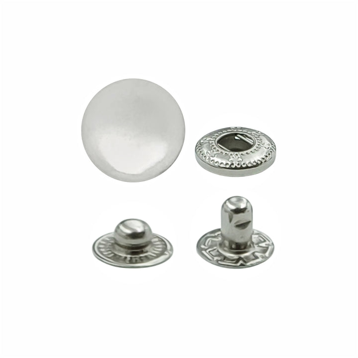 Round Shaped 12mm Chrome Finish Snap Buttons for Shirts/Kurta