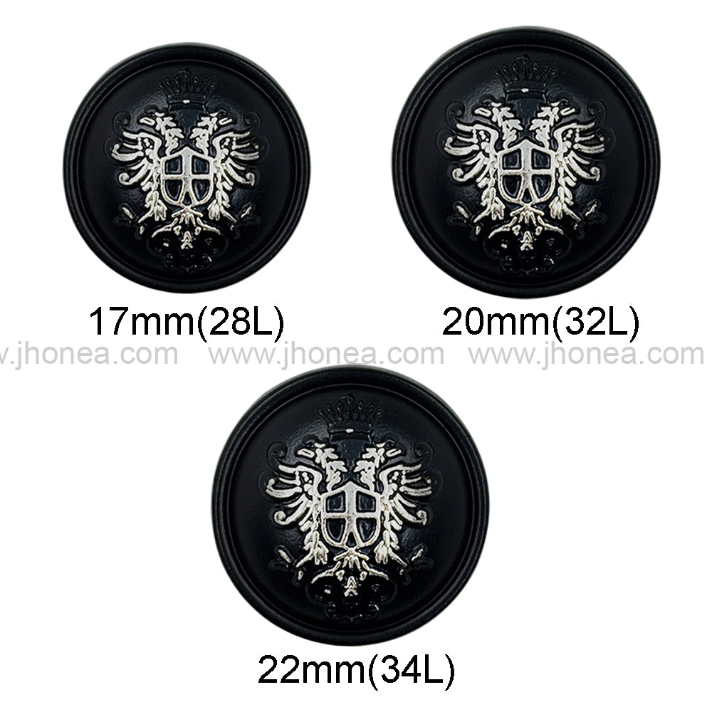 Matte Black Designer Round Shape Engraved Shank Metal Button