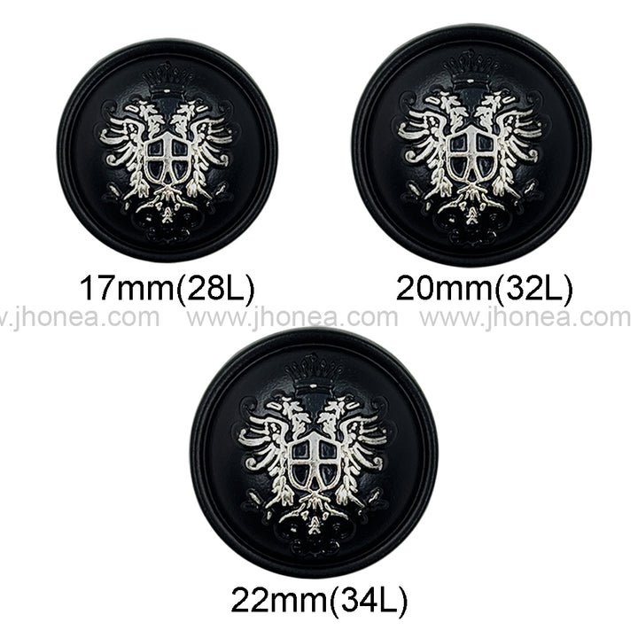 Matte Black Designer Round Shape Engraved Shank Metal Button
