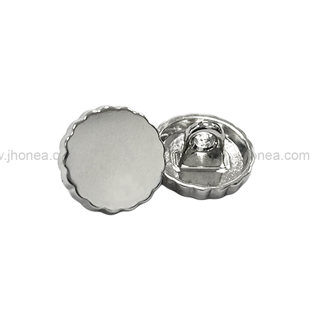 Shiny Silver Chrome Finish Fancy Shirt Metal Button