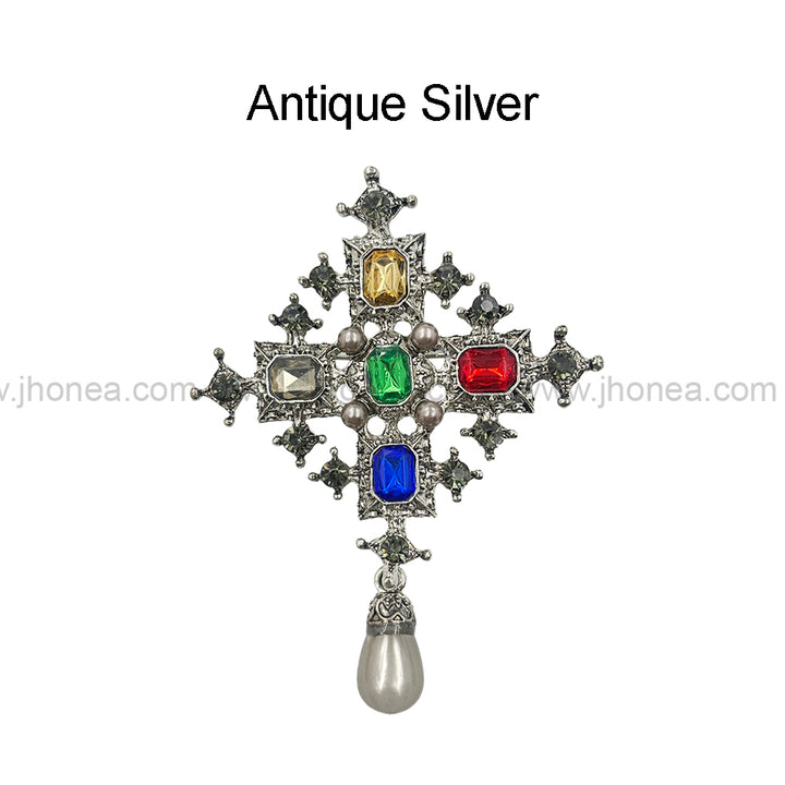 Beautiful Vintage Multicolour Diamond & Pearl Brooch Pin