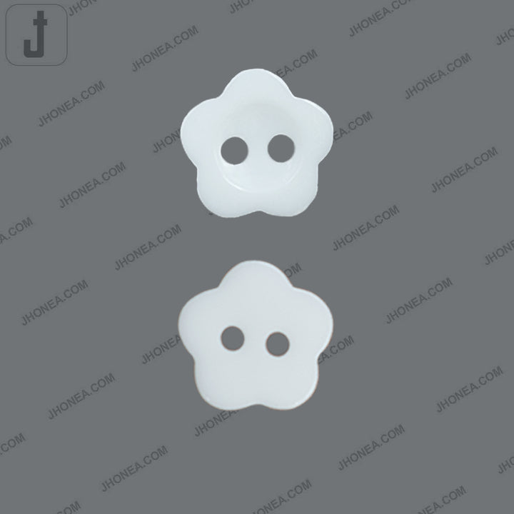 Flower Shape White Polyester 2-Hole Decorative Shirt Buttons