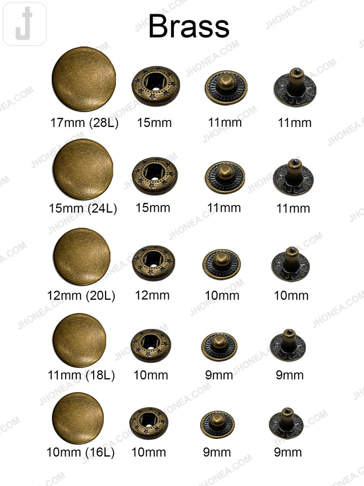 Premium Smooth Brass 4-Part Snap Button for Garments and Wallets