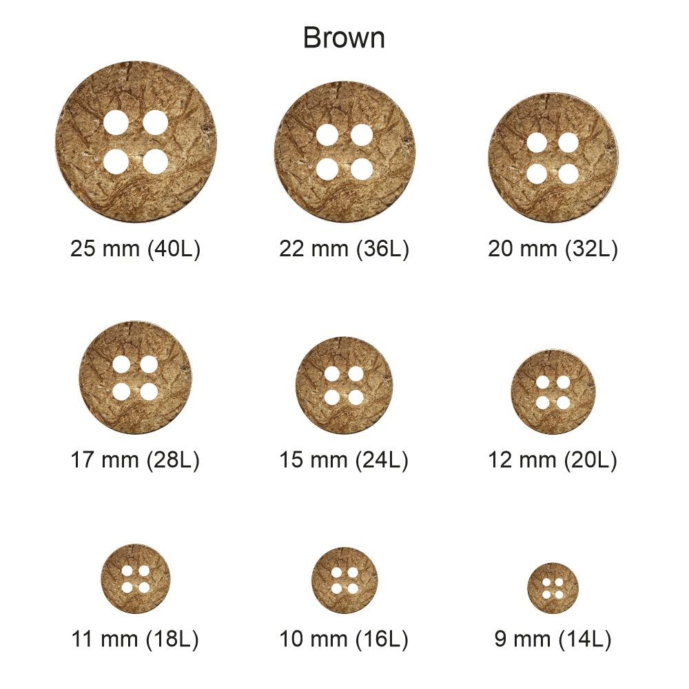 Rough Finish Natural Coco Shell 4 Hole Buttons