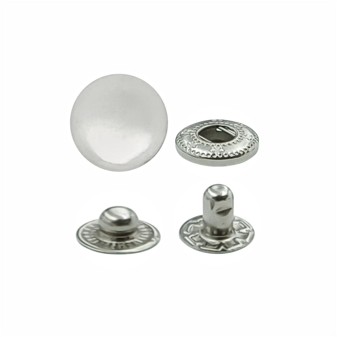Round Dome Shape 12mm Chrome Finish Snap Buttons for Denim Shirts