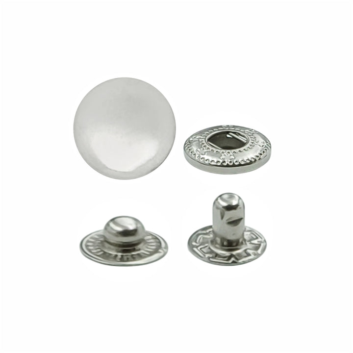 Round Dome Shape 12mm Chrome Finish Snap Buttons for Denim Shirts