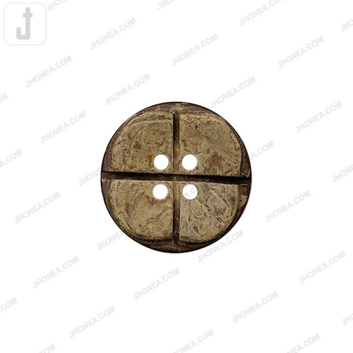 Natural Round 4-Hole Smooth Finish Coco Shell Buttons